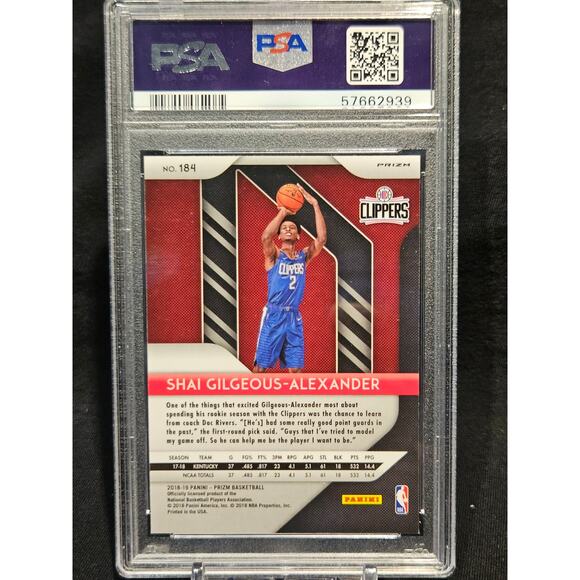 2018 Panini B-Ball Prizm Shai Gilgeous Alexander Red/White/Blue #184 PSA 9 Grade - Picture 2 of 2